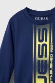 Дитячий бавовняний лонгслів Guess з принтом колір блакитний (3601615)