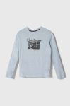 Дитячий бавовняний лонгслів Pepe Jeans з принтом колір блакитний