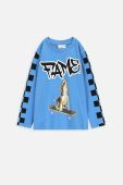 Дитячий бавовняний лонгслів Coccodrillo з принтом колір блакитний (3634481)