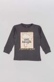 Дитячий бавовняний лонгслів zippy колір сірий з принтом (3582237)
