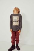 Дитячий бавовняний лонгслів zippy колір сірий з принтом (3582237)