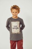 Дитячий бавовняний лонгслів zippy колір сірий з принтом (3582237)