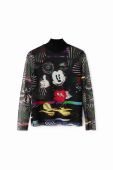Лонгслів Desigual x Disney жіночий колір чорний півгольф