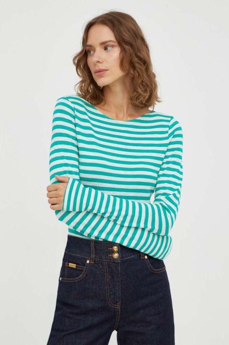 Бавовняний лонгслів Marc O'Polo колір бірюзовий (3506773)