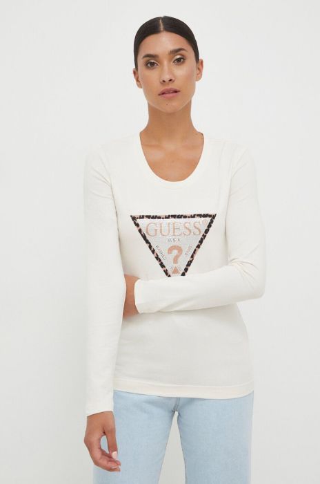 Лонгслів Guess жіночий колір бежевий (3527726)