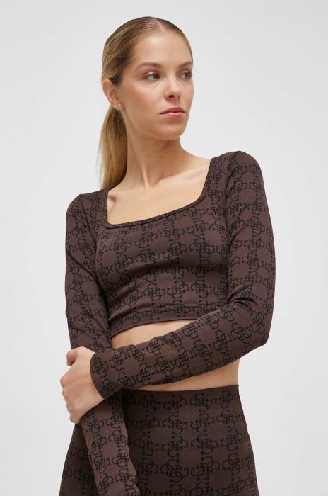 Лонгслів Guess жіночий колір коричневий (3609438)