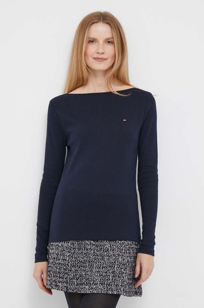 Бавовняний лонгслів Tommy Hilfiger колір синій (3473587)