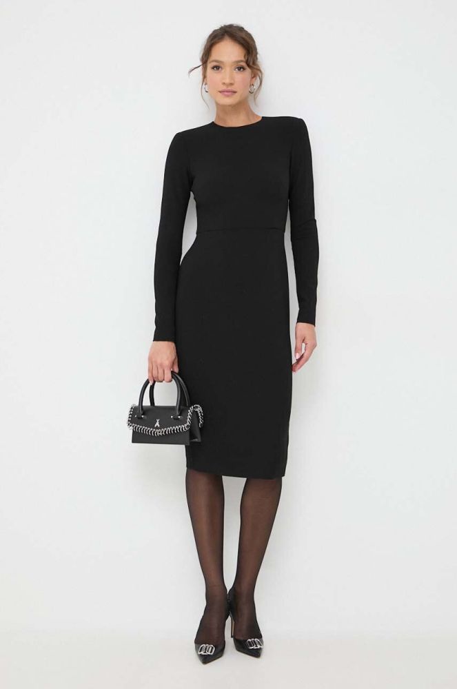 Вовняна сукня Victoria Beckham колір чорний mini облягаюча