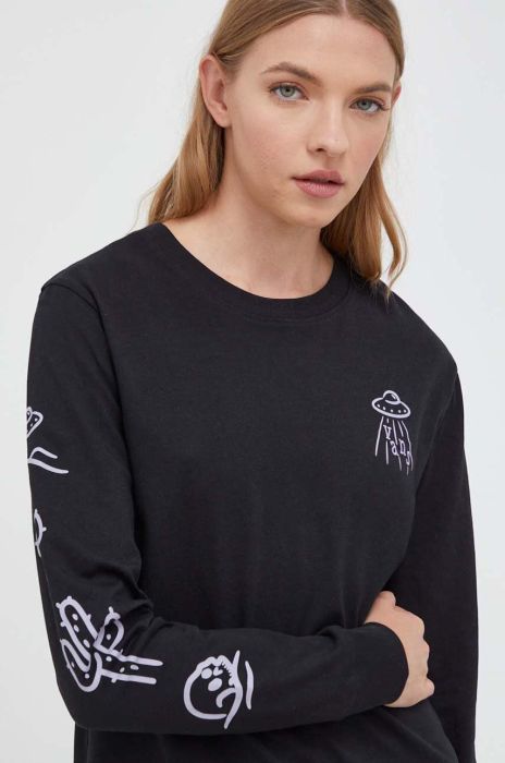 Бавовняний лонгслів Vans колір чорний (3681001)