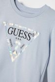 Дитяча бавовняна кофта Guess колір фіолетовий з принтом