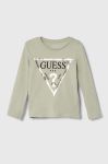 Дитячий бавовняний лонгслів Guess колір зелений (3437377)