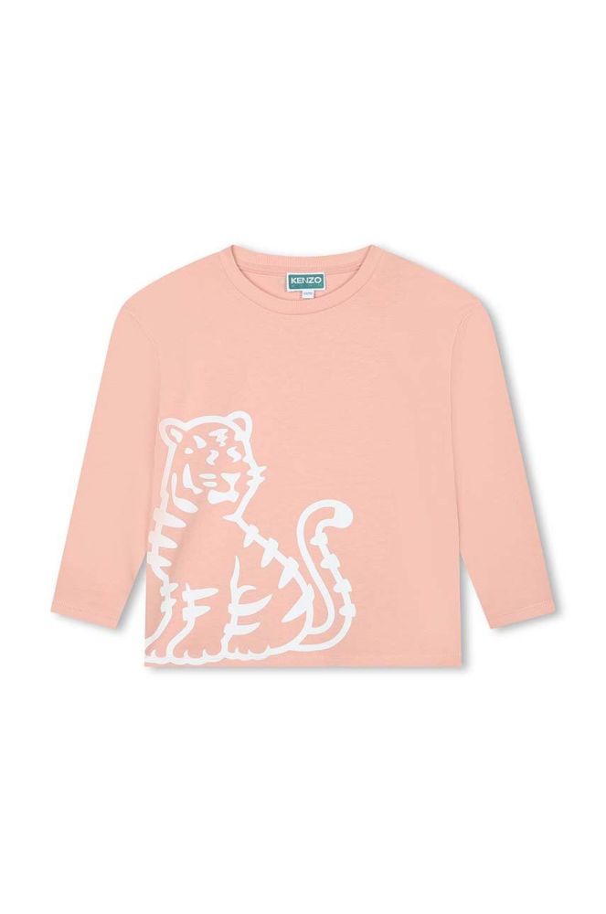 Дитячий бавовняний лонгслів Kenzo Kids колір рожевий (3423830)