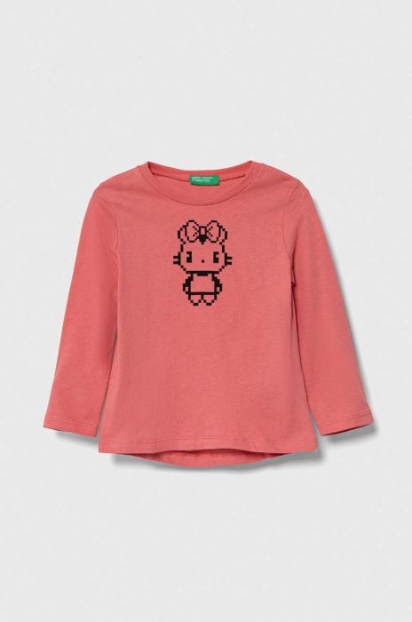 Дитячий бавовняний лонгслів United Colors of Benetton колір фіолетовий (3393974)