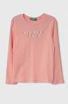 Дитячий бавовняний лонгслів United Colors of Benetton колір рожевий (3390946)