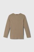 Дитячий бавовняний лонгслів Tommy Hilfiger колір бежевий (3450188)