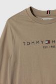 Дитячий бавовняний лонгслів Tommy Hilfiger колір бежевий (3450188)