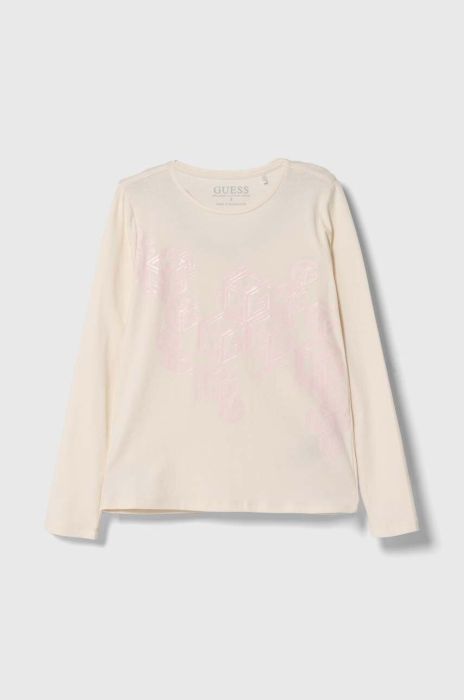 Дитячий лонгслів Guess колір бежевий (3601648)