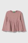 Дитячий лонгслів United Colors of Benetton колір рожевий (3650474)