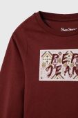 Дитячий бавовняний лонгслів Pepe Jeans колір бордовий (3428620)