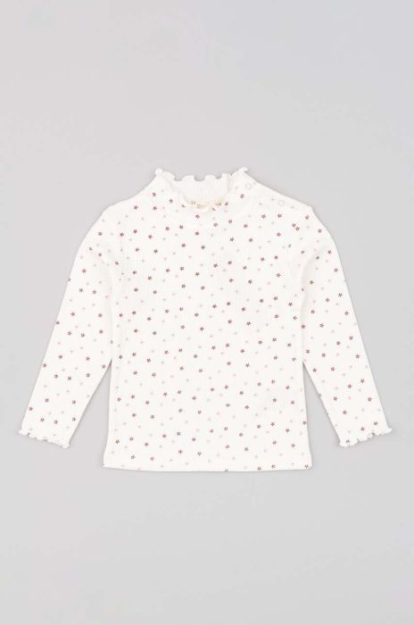 Дитячий лонгслів zippy колір білий гольф