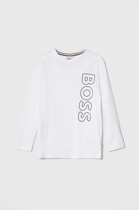Бавовняний лонгслів для немовлят BOSS колір білий з принтом (3515112)