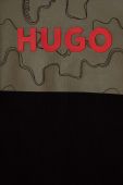 Дитячий бавовняний лонгслів HUGO колір чорний з принтом (3511624)