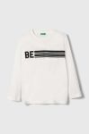 Дитячий бавовняний лонгслів United Colors of Benetton колір білий з принтом (3419450)
