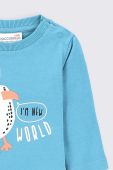 Лонгслів для немовлят Coccodrillo колір бірюзовий з принтом