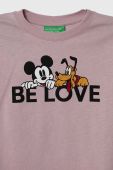 Дитячий бавовняний лонгслів United Colors of Benetton x Disney колір рожевий з принтом