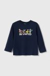 Дитячий бавовняний лонгслів United Colors of Benetton x Disney колір синій з принтом (3544469)