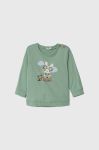 Бавовняний лонгслів для немовлят United Colors of Benetton колір зелений з принтом