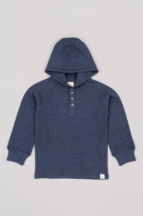 Дитяча кофта zippy з капюшоном однотонна колір блакитний