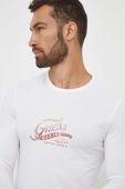 Лонгслів Guess чоловічий колір білий з принтом