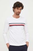 Бавовняний лонгслів Tommy Hilfiger колір білий з принтом (3299180)