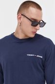 Бавовняний лонгслів Tommy Jeans колір синій однотонний (3517551)