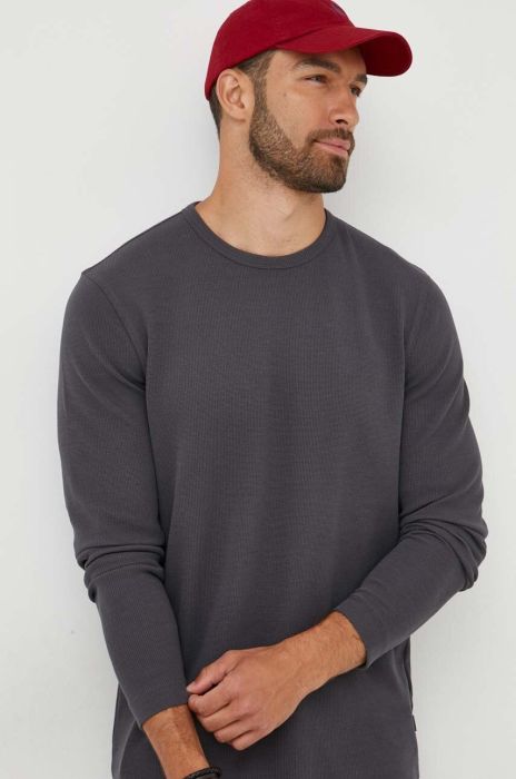 Лонгслів Boss Orange BOSS ORANGE чоловічий колір сірий однотонний