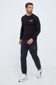 Бавовняний лонгслів EA7 Emporio Armani колір чорний однотонний