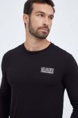 Бавовняний лонгслів EA7 Emporio Armani колір чорний однотонний