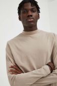 Бавовняний лонгслів Drykorn колір бежевий однотонний