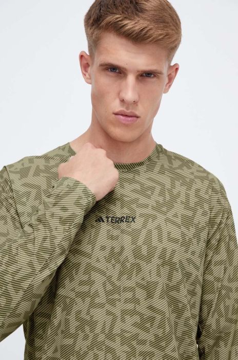 Спортивний лонгслів adidas TERREX Trail колір бежевий візерунок