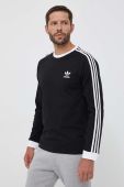 Бавовняний лонгслів adidas Originals 3-Stripes Long Sleeve Tee колір чорний з аплікацією IA4877-BLACK