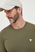 Лонгслів Guess чоловічий колір зелений однотонний