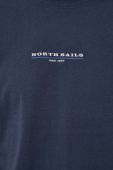 Бавовняний лонгслів North Sails колір синій з принтом