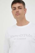 Бавовняний лонгслів Marc O'Polo колір білий з принтом