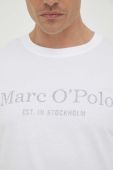 Бавовняний лонгслів Marc O'Polo колір білий з принтом