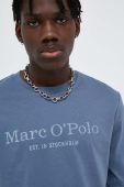 Бавовняний лонгслів Marc O'Polo з принтом колір блакитний