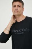 Бавовняний лонгслів Marc O'Polo колір чорний з принтом