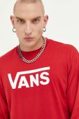 Бавовняний лонгслів Vans колір червоний з принтом