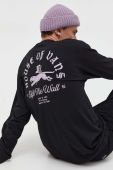 Бавовняний лонгслів Vans колір чорний з аплікацією