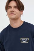 Бавовняний лонгслів Vans колір синій з принтом (3541240)
